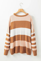 Striped Knit Loose Sweater - Fashionfitz
