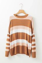 Striped Knit Loose Sweater - Fashionfitz