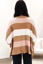 Striped Knit Loose Sweater - Fashionfitz
