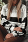 Black stripe striped knit puff sleeve casual sweater - s / 100% acrylic - tops