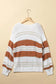 Black stripe striped knit puff sleeve casual sweater - tops