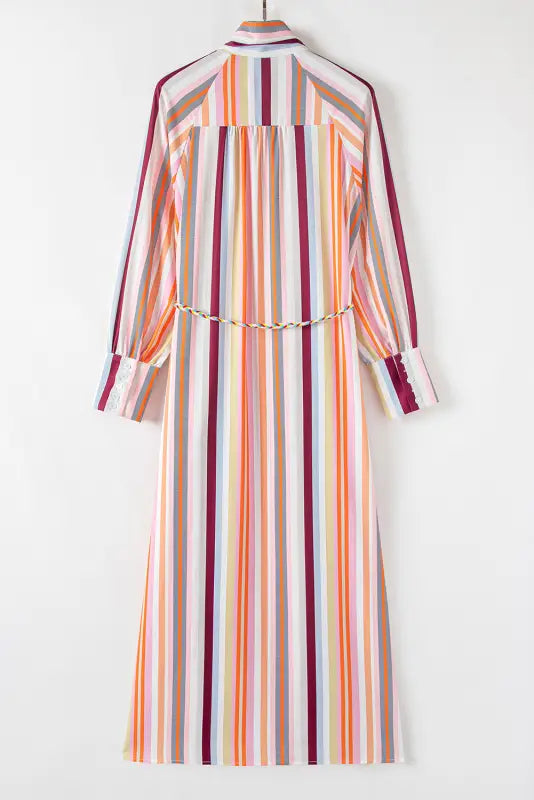 Striped maxi shirt dress - tassel tied by fashionfitz