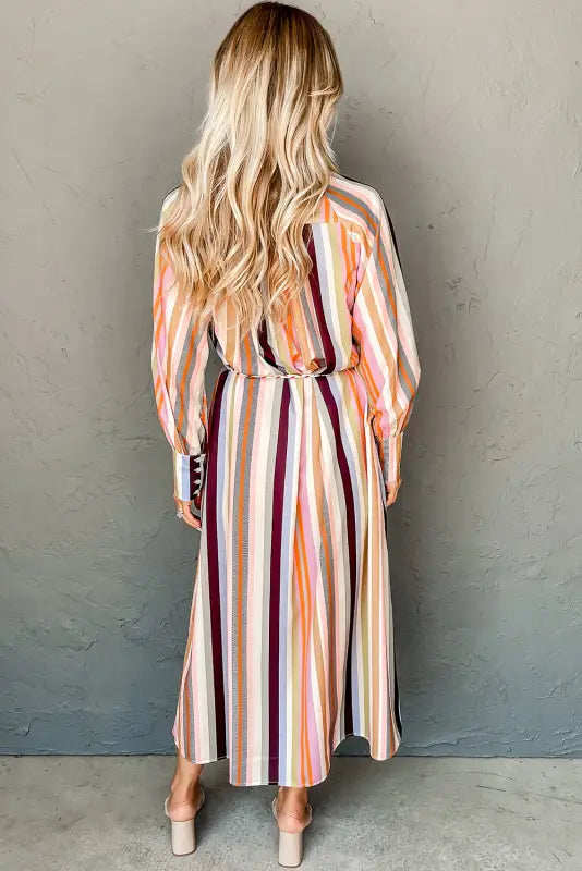 Striped maxi shirt dress - tassel tied by fashionfitz