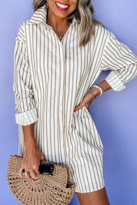 Striped mini shirt dress | dresses | fashionfitz