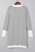Striped Open Front Cardigan - Fashionfitz