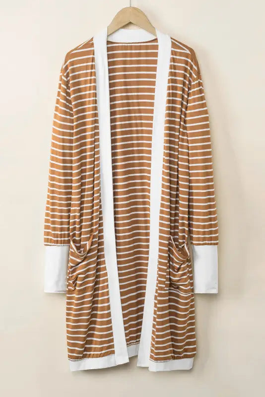 Striped open front cardigan - cardigans