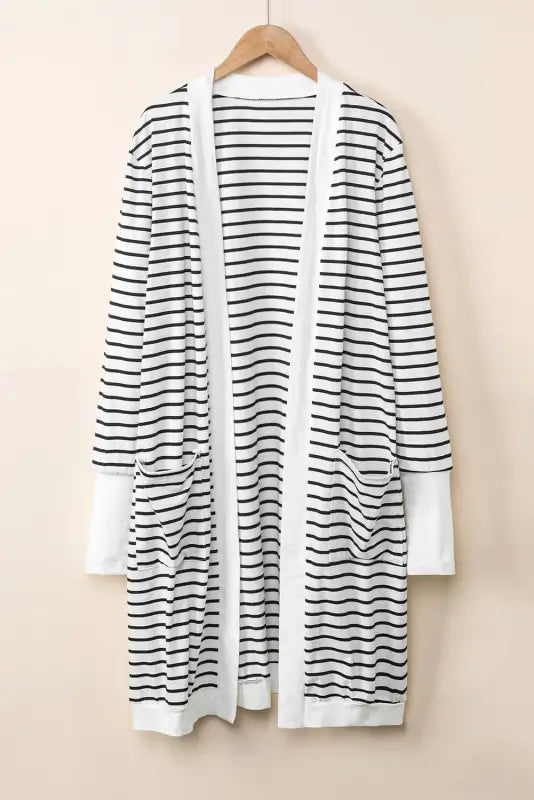 Striped open front cardigan - cardigans