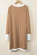 Striped Open Front Cardigan - Fashionfitz