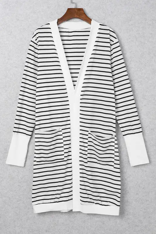 Striped open front cardigan - cardigans