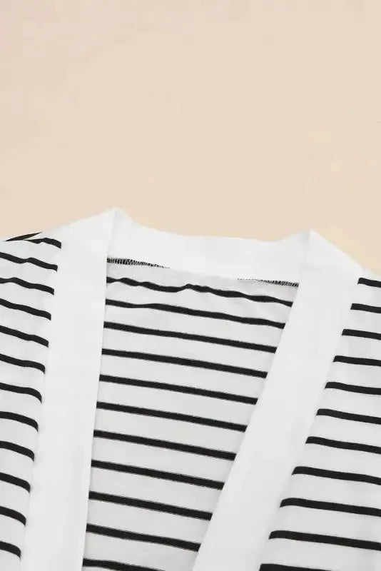 Striped Open Front Cardigan - Fashionfitz