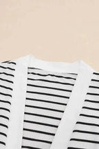 Striped Open Front Cardigan - Fashionfitz