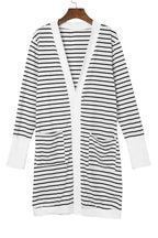 Striped Open Front Cardigan - Fashionfitz