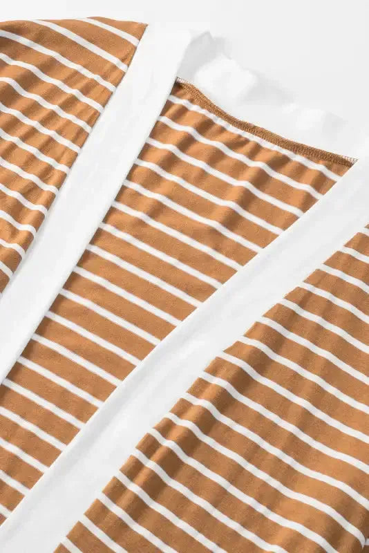 Striped Open Front Cardigan - Fashionfitz