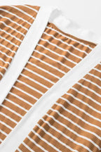 Striped Open Front Cardigan - Fashionfitz