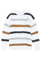 Striped Popcorn Knit Sweater - Fashionfitz