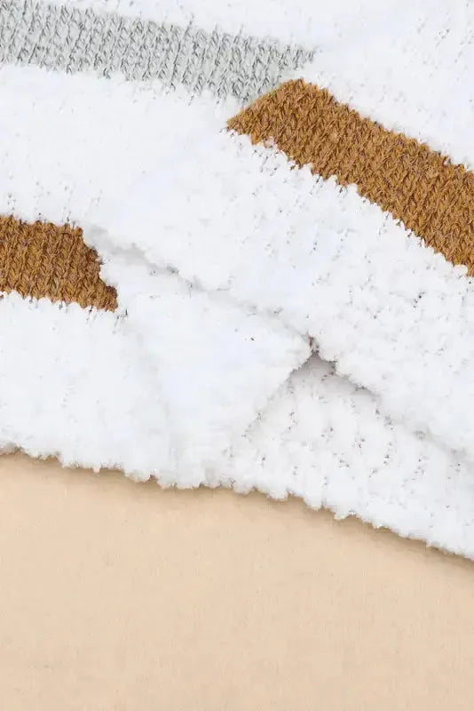 Striped Popcorn Knit Sweater - Fashionfitz