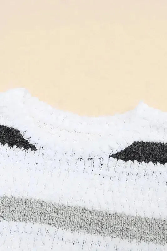 Striped Popcorn Knit Sweater - Fashionfitz