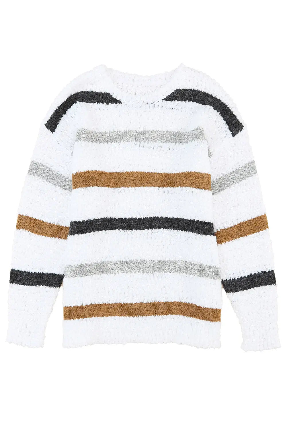 Striped popcorn knit sweater - sweaters & cardigans