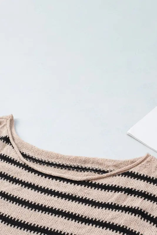 Striped print dropped shoulder loose sleeve sweater - sweaters & cardigans