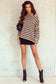 Striped print dropped shoulder loose sleeve sweater - sweaters & cardigans