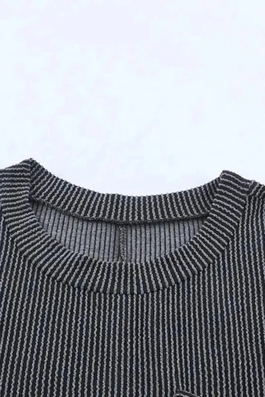Striped Ribbed Knit T-shirt Dress - Fashionfitz