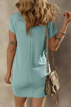 Striped Ribbed Knit T-shirt Dress - Fashionfitz