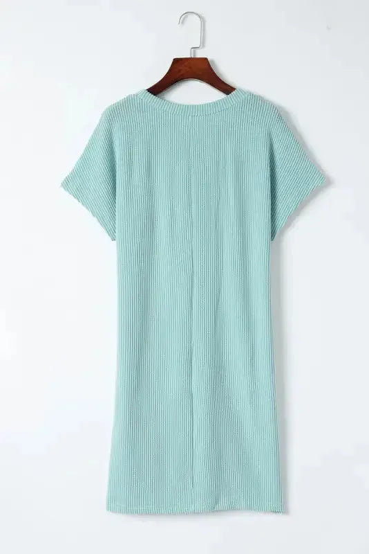 Striped Ribbed Knit T-shirt Dress - Fashionfitz