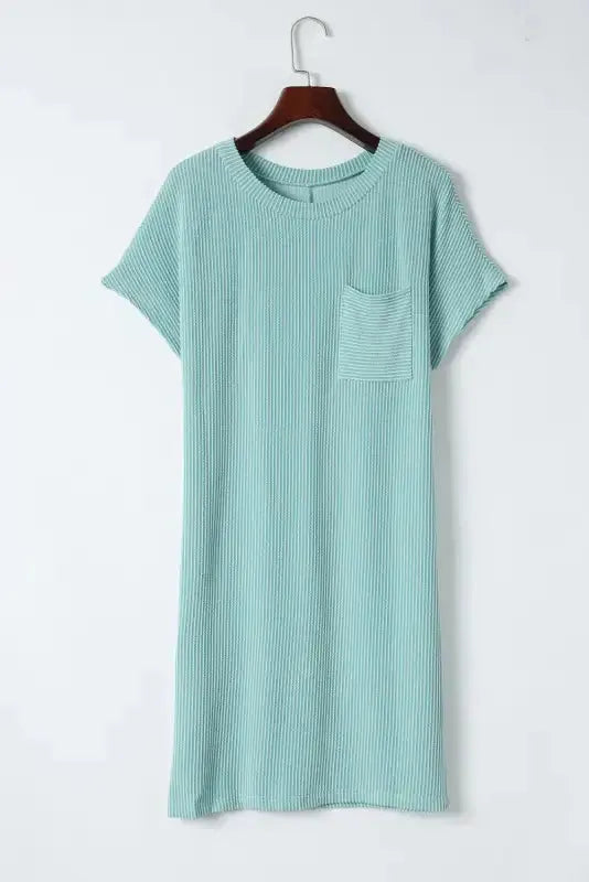 Striped Ribbed Knit T-shirt Dress - Fashionfitz