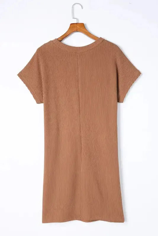 Striped Ribbed Knit T-shirt Dress - Fashionfitz