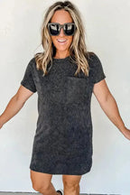 Striped Ribbed Knit T-shirt Dress - Fashionfitz