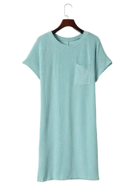 Striped Ribbed Knit T-shirt Dress - Fashionfitz