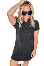 Striped Ribbed Knit T-shirt Dress - Fashionfitz