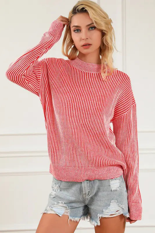 Striped ribbed sweater - sweaters