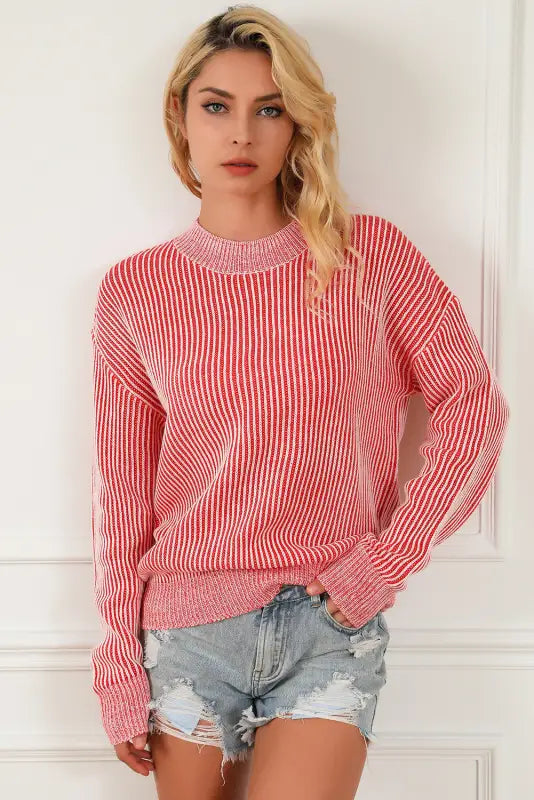 Striped ribbed sweater - sweaters