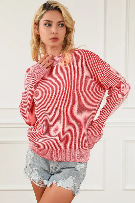 Striped ribbed sweater - sweaters