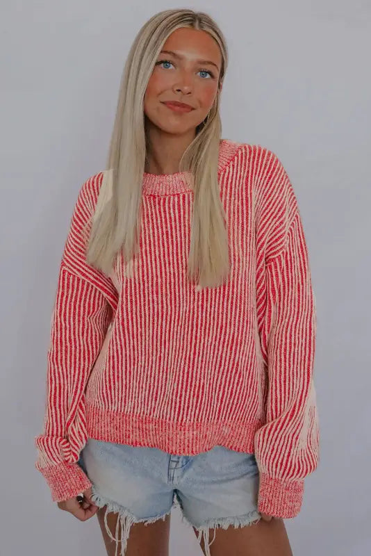 Striped ribbed sweater - sweaters