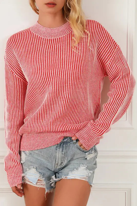 Striped ribbed sweater - sweaters