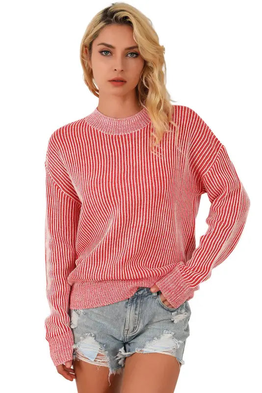 Striped ribbed sweater - sweaters