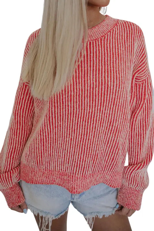 Striped ribbed sweater - sweaters