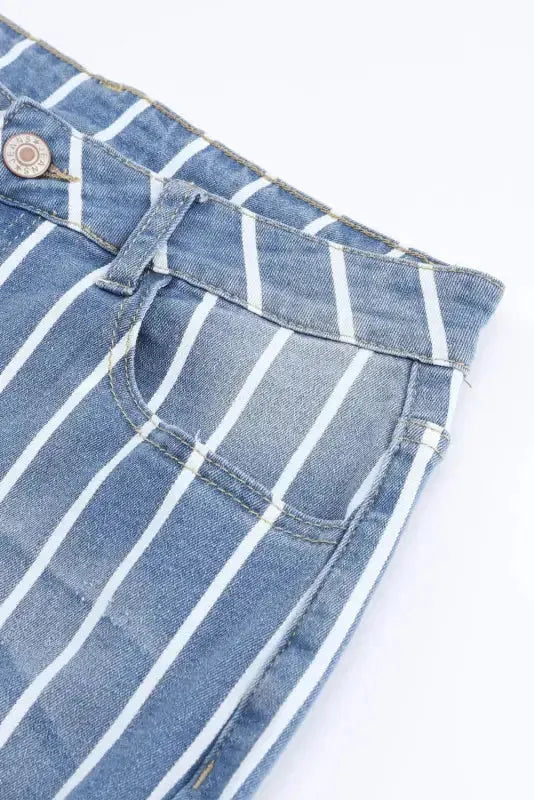 Striped Ripped Flare Jeans - Fashionfitz