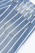 Striped Ripped Flare Jeans - Fashionfitz