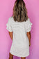 Striped ruffle mini t-shirt dress - white by fashionfitz