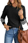 Rose striped sleeve plain knit sweater - & cardigans