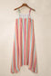 Striped smocked waist wide leg pants - bottoms