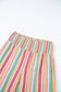 Striped smocked waist wide leg pants - bottoms