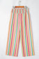 Striped smocked waist wide leg pants - bottoms