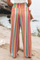 Striped smocked waist wide leg pants - bottoms