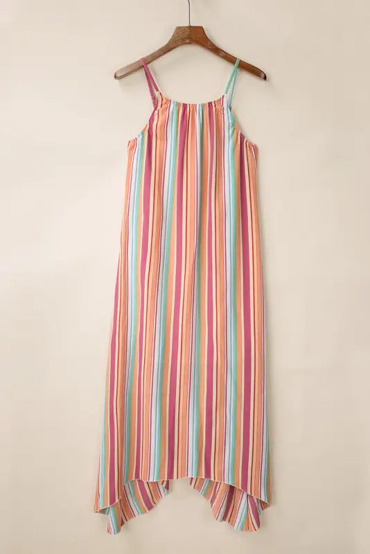 Striped smocked waist wide leg pants - bottoms