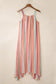 Striped smocked waist wide leg pants - bottoms