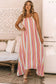 Striped smocked waist wide leg pants - bottoms